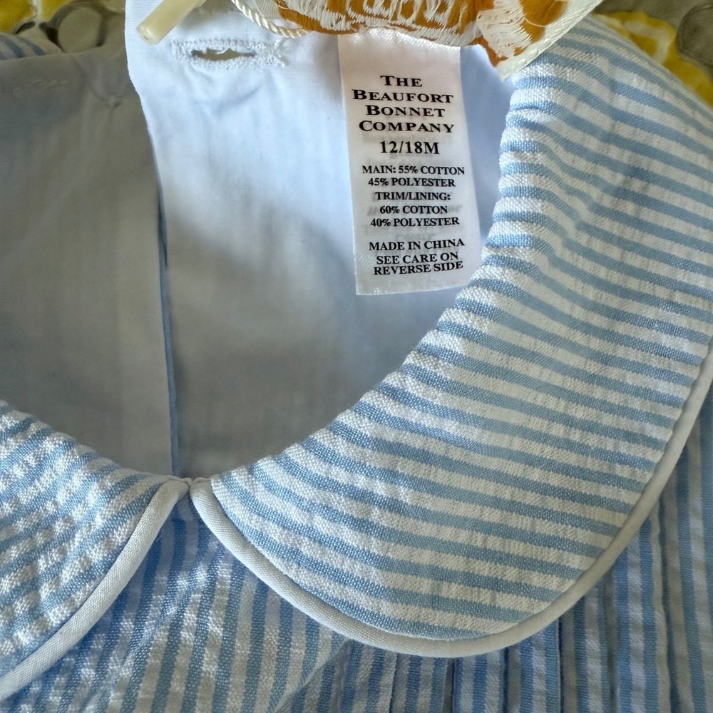 NEW The‎ Beaufort Bonnet Company Boone Bubble 12/18M Breakers Blue Seersucker - Picture 7 of 10